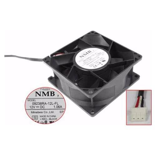 NMB-MAT 09238RA-12L-FL DC 12V 1.06A 92x92x38mm 3-Wire Server Cooling Fan