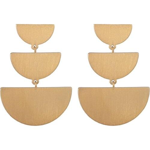 New Fashion Semi-circle Copper Dangle Earrings Gold Color For Women Wedding Jewelry Charms