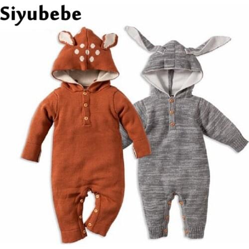 Wholesale 2016 Autumn Knitted Baby Boys Girls Clothes Set Long-sleeve Reindeer Newborn Baby Romper Jumpsuit Roupas De Bebe WL12