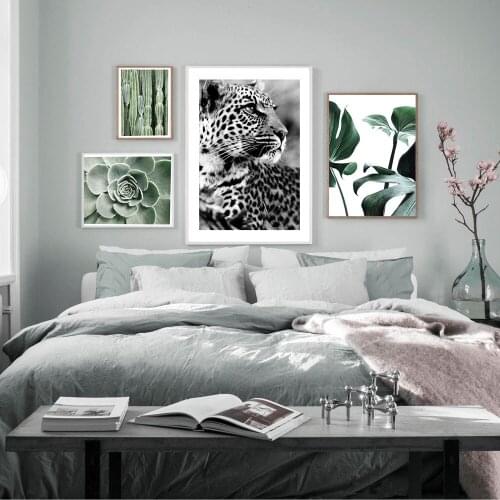 Nordic Plant Leaf Poster Animals Canvas Painting Black White Wall Art Pictures For Living Room Modern Home Decorative Prints