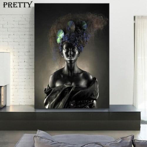 African Black Gold Woman Posters and Prints Modern Art Canvas Painting Scandinavian Living Room Wall Art Pictures Home Decor