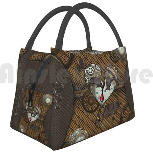 Cooler Lunch Bag Picnic Bag Steampunk Heart With Clocks And Gears Steampunk Heart Love Gear Clockswork Technology