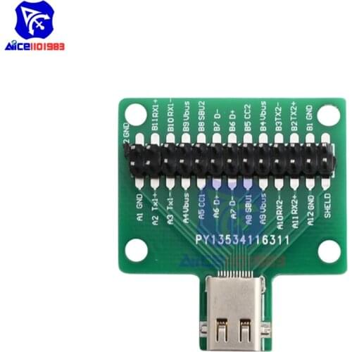 USB 3.1 Type-C Cable Test Board 24 PIN Type-C Female Plug Jack to DIP Adapter Connector Welded PCB Converter Pinboard