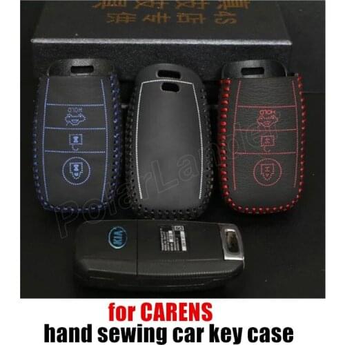 Only Red High quality genuine leather key cover case fit for KIA K3K5 SORENTO CARENS sewing by hand new style high quality