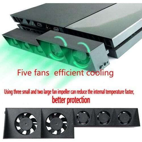 For PS4 External Cooling Fan 5 Fan Turbo Temperature Control Cooler with USB Cable for Sony Playstation 4 PS 4 Console Accessory