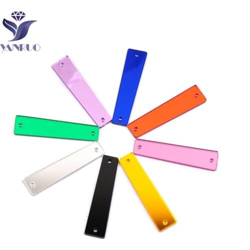 YANRUO 30pcs Baguette Sewing Crysta Acryl Mirror Needlework Stones And Crystal Shoes Flatback For Wedding Dresses