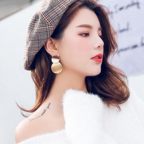 Yingwu New Fashion Round Dangle Drop Korean Earrings For Women Geometric Round Heart Gold Earring Wedding Jewelry