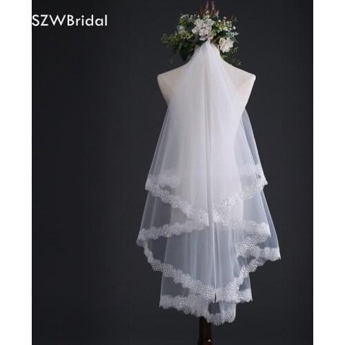 Fashion veu de noiva brautschleie Adult White Lace Wedding accessories 2021 Bridal veil velo de novia Cheap wedding veil