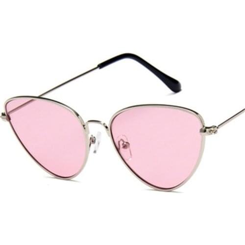 Women Small Retro pink Lens Cat Eye Sunglasses Men Women Metal Frame Vintage Tiny Female Luxury mirror Sun Glasses