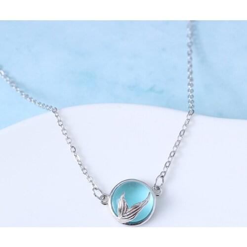 925 Sterling Silver Crystal Mermaid Charm Necklaces & Pendants For Women Fashion Wedding Jewelry Chokers dz694