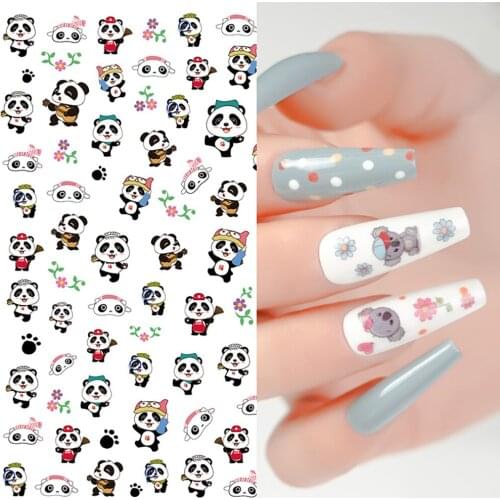 1 Sheet Cartoon Animal Nail Art Stickers Cute Panda Koala Tiger Bunny Deer Image DIY Nail Art Decorations