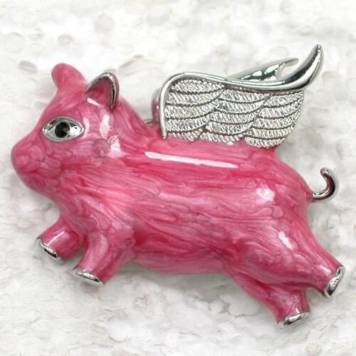 12pcs/lot Wholesale Fashion Brooch Rhinestone Enamel Angel pig Pin brooches Jewelry gift C102024-A