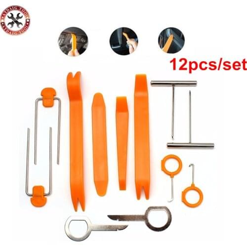 12 Pcs/SeT Plastic Car Radio Door Clip Panel Trim Dash Audio Removal Pry Tool Repairing with Car Automotive Extra Long Hook