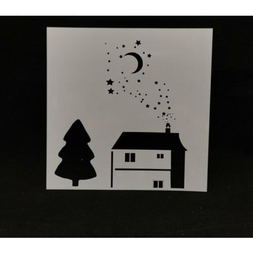 13*13 Village Layering Stencils for Diy scrapbook/photo album Decorative Embossing coloring,painting stencil,home decor