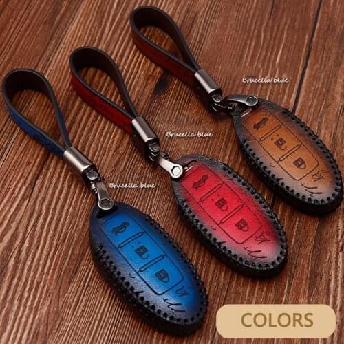 Genuine Leather Car Auto Remote Car Key Shell Case Protector Cover for Nissan Maxima Altima Teana Tiida Sylphy Sunny X-Trail