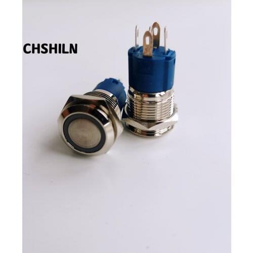 CHSHILN 12/16/19/22mm Stainless steel with lamp button，The instantaneous reset button with light，light switch（SL16C-B11EZP16mm))