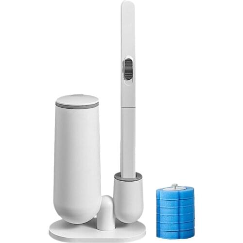 Disposable Toilet Brush Cleaner With Long Handle No Dead Corner Cleaning Brush Replacement Brush Head And Plunger Set
