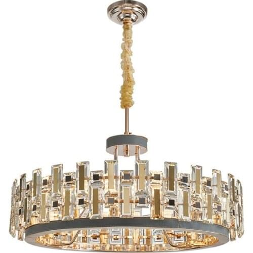 K9 Crystal Luxury LED Chandelier Postmodern Creative Leather Lighting Hanging Fixtures For Dining Living Room Bedroom Villa Deco