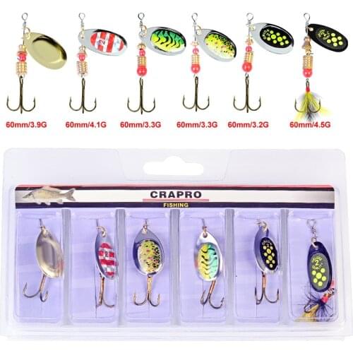ILure 6 Pcs Fishing Lures for Bass Spinner Lures with Portable Carry Bag Bass Lures Trout Lures Hard Metal Spinner Baits Kit