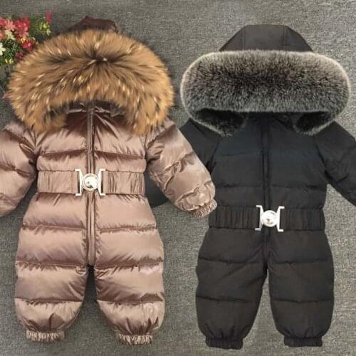 Winter Baby Boy Rompers Fur Hoodie Warm Down Kids Girl Jumpsuit Fox Unisex Infant Clothes Long Sleeve Children Snow Clothing