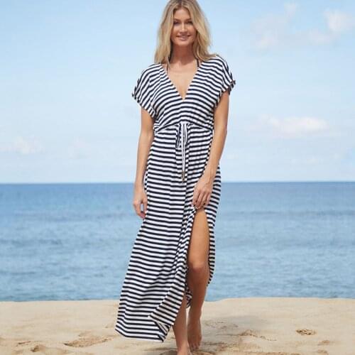 Bathing suit cover ups Kaftan Beach 2019 Beach tunic Beach Cover up stripe Snake Robe de Plage Cover up Beach Dress Swimwear