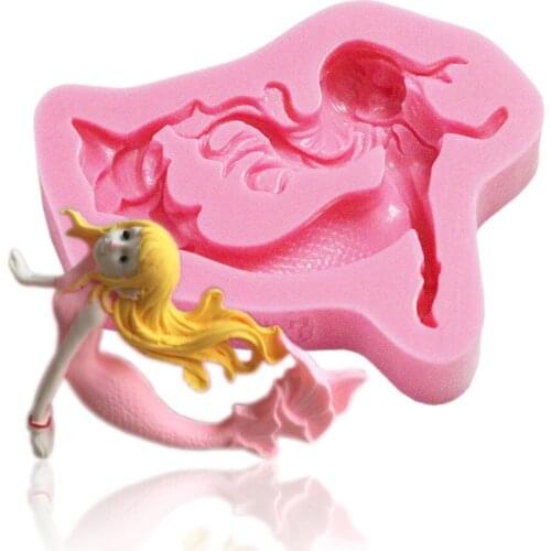 Luyou 2016 New Arrival Charming Mermaid Shape 3D Silicone Fondant Cake Lace Mold For Cupcake Cake Decorating Tools FM764