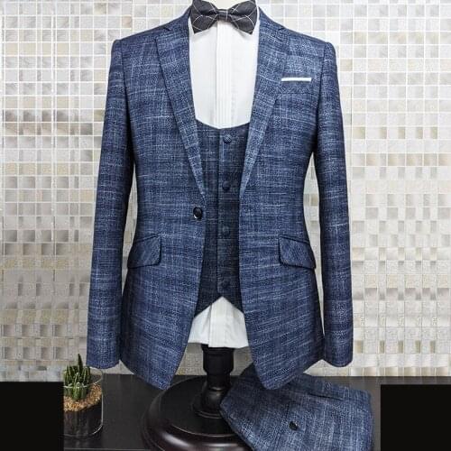 2021 latest England style Men suit High quality Boutique Casual 3 pcs set Wedding party Dress prom Groom Tuxedo