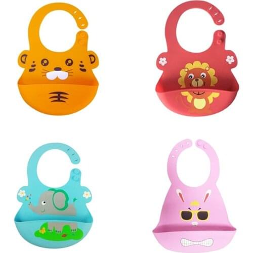Baby Bib for Newborn Cute Cartoon Print Kid Feeding Arpon Waterproof Baby Bibs Silicone Adjustable Food Saliva Towel Burp Cloth