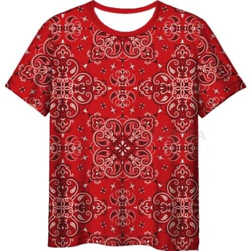 New Fashion Bandana 3D Print Paisley Mens Womens T-shirt Casual Style Design Short Sleeves Summer Handsome Tee V7