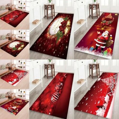 2020 Newest Hot 3D Christmas Santa Claus Anti-slip Kitchen Room Floor Mat Flannel Carpet Rug
