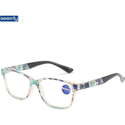 Seemfly New Fashion Anti Blue Light Reading Glasses Shell Pattern Soft High Definition Presbyopic Glasses With Degree +1.0to+4.0