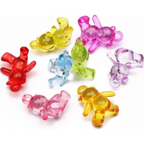30pcs Mixed Color Transparent Acrylic Bear Charms For Diy Jewelry Making Handmade Charm Necklace Earring Pendant Accessorie