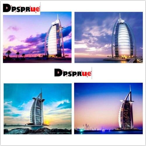 Dpsprue Full Square/Round 5D Diy Diamond Painting Cross Stitch "Scenery Building" Diamond 3D Embroidery Mosaic Home Decor Gift