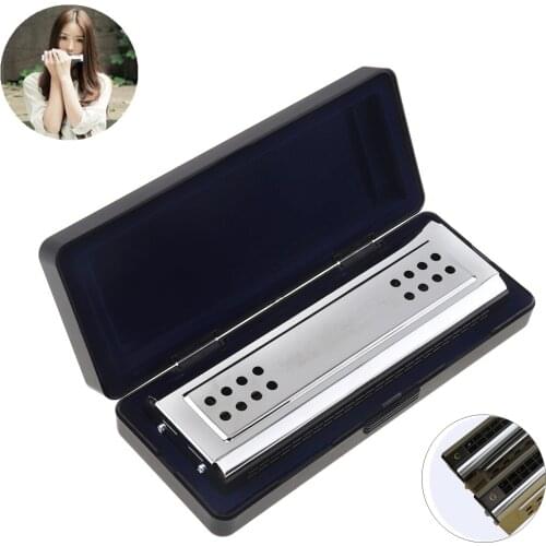 Professional 24 Holes Key Of C&G Silver Double Side Tremolo Harmonica for Adult Beginners and Children Performance