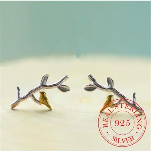 Drop Shipping Prevent Allergy Leaf Bird Stud Earrings Brincos Piercing Bride Jewelry for Women Wedding Earrings femme