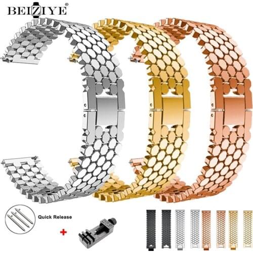 22mm Metal Strap for Samsung Galaxy Watch 3 45 46mm Stainless Steel Band For Huawei Watch GT 2e Strap GT GT2 46mm Strap Bracelet