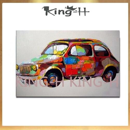 Hand painted red car handmade knife painting on the canvas paintings in modern car of abstract painting decorative wall sofa hal