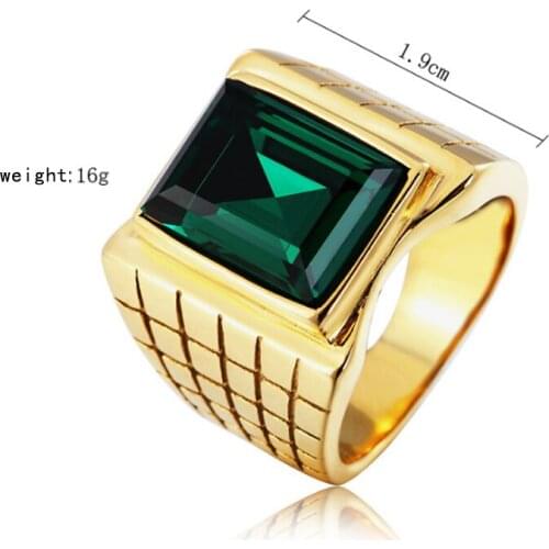 Titanium Stainless Steel Square Natural Stone Ring Rectangle Men Signet Sliver Rings Men Fashion Gift Male Jewelry