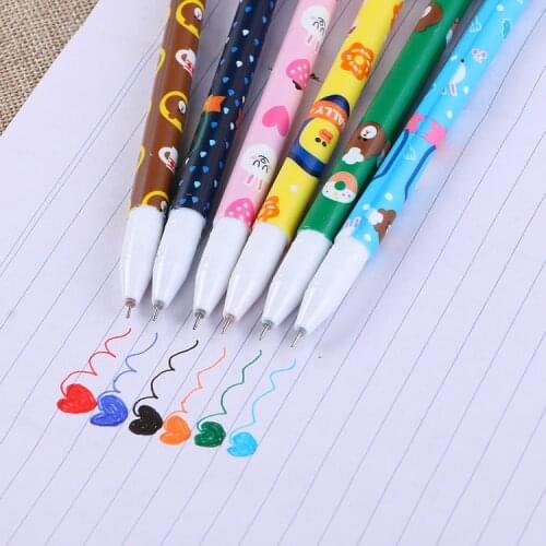 Japan South Korea stationery cartoon black ink creative small fresh color 6 color pen color