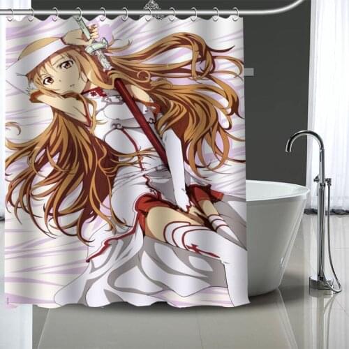 Anime With Sword Custom Pattern Polyester Bath curtain Waterproof Shower Curtains DIY Bath Screen Printed Curtain for Bathroom
