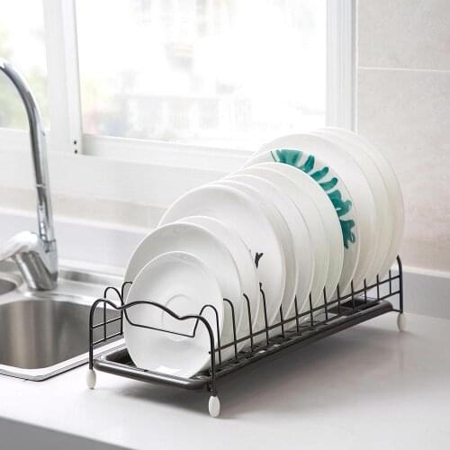 Iron Kitchen Dish Drying Rack Holder with Tray Tableware Storage Shelf Plate Dish Rack Drainer Cabinet kitchen Organizer