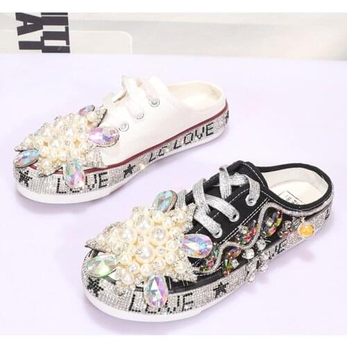 Women Sneakers Ladies Platform Shoes Girls Rhinestone Casual Sneakers Female Brand Chunky Sneakers Slip On Canvas Shoes Trainers