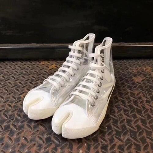 Tabi Flat Shoes Woman Casual Transparent Chaussures Femme High-top Women Shoes Fashion Buty Damskie Lace Up Sapato Feminino