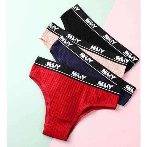 Womens Comfort Cotton Panties Letter Underwear Low Waist Seamless Female Briefs Breathable Sports Intimates Lingerie Tangas