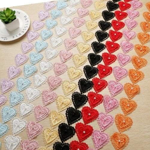 1 Yards Heart Embroidered Lace Bilateral Applique Trim Ribbon Sewing Decor Craft DIY