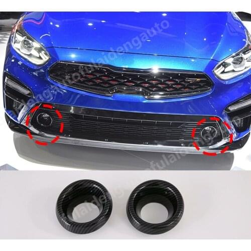 2pcs For Kia Forte K3 2019-2020 ABS Carbon fiber Front bumper Fog Light Lamp decorative frame Cover trim Car styling