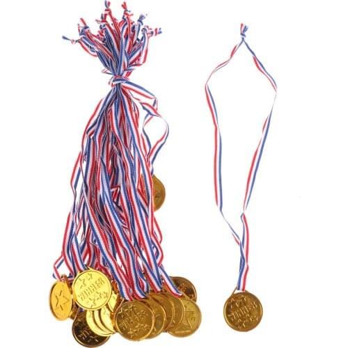 20pcs/lot new arrival Gold Plastic Winners Medals Sports Day Party Bag Prize Awards Toys