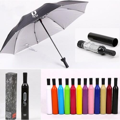 2020 New Creative Women Wine Bottle Umbrella Folding Sun-rain UV Mini Umbrella For Women Men Gifts Rain Gear Umbrella sale