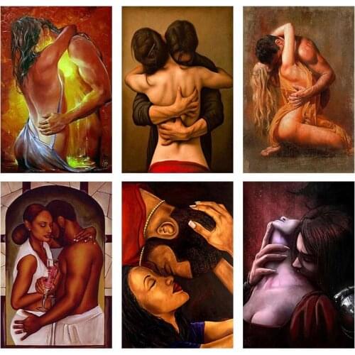 5D DIY Diamond Painting Cross Stitch Romantic Sexy Lover Kiss Full Drill Mosaic Embroidery Couple Room Wall Decor Craft Art