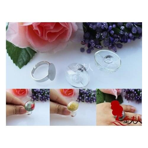 Handmade accessories glass cover classic glass liquid bubble ring oval ring personality